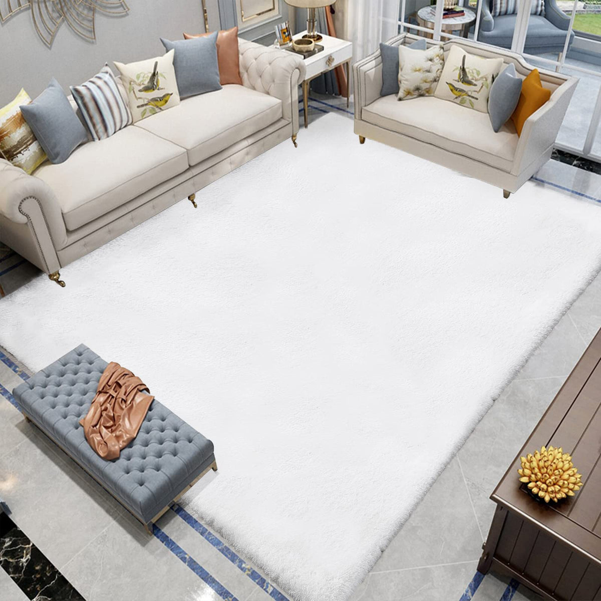 Latepis Washable Rugs 3x5 White Fluffy Shag Rug Shaggy Rug for Living Room Super Soft Area Rugs for Bedroom Nursery