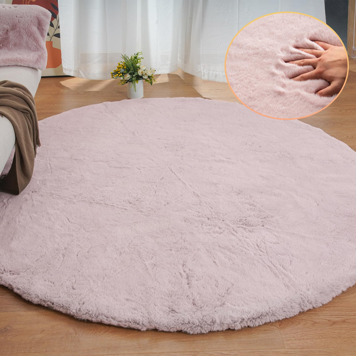 ORINOVA White Faux Bunny Fluffy Fur Rug Washable Area Rugs for Living Room Nursery Rugs for Bedroom 2x3 Rectange Rug Cute Home Décor