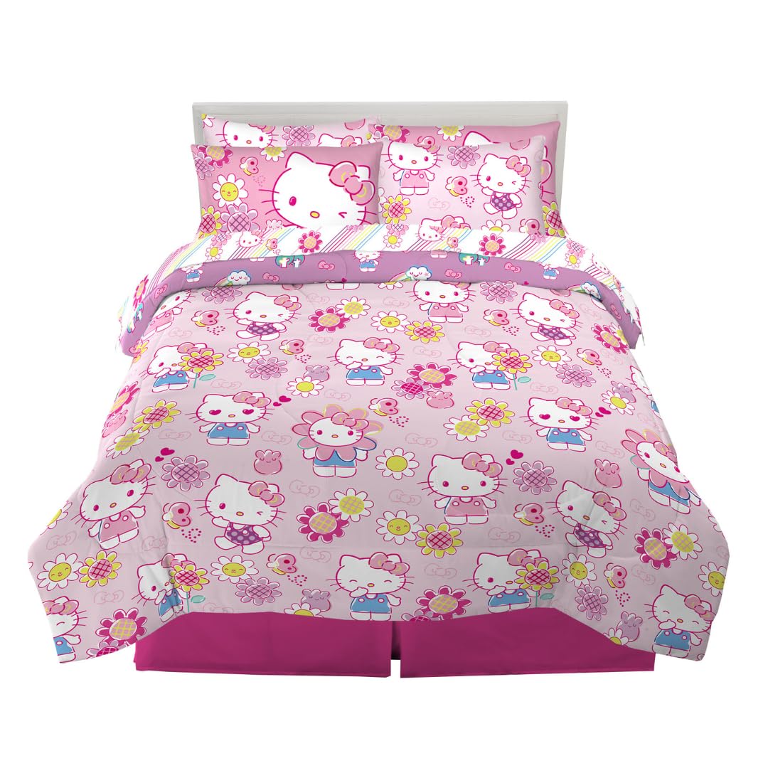 Franco Kids Bedding Super Soft Comforter and Sheet Set with Sham, 5 Piece Twin Size, Hello Kitty