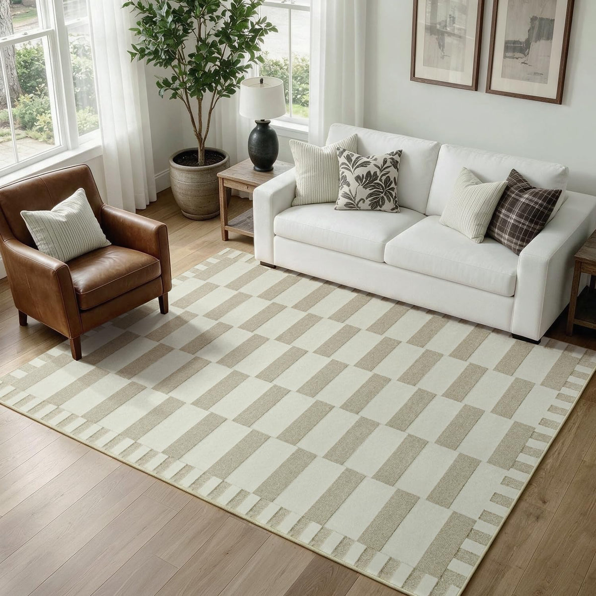 Washable Rugs 8x10 Area Rugs for Living Room,Ultra Soft Faux Wool Retro Carpets,Non Slip Backing,Durable Edge Binding,Stain Resistant,The Large Carpet for Bed Room,Dining Room,Office Decor