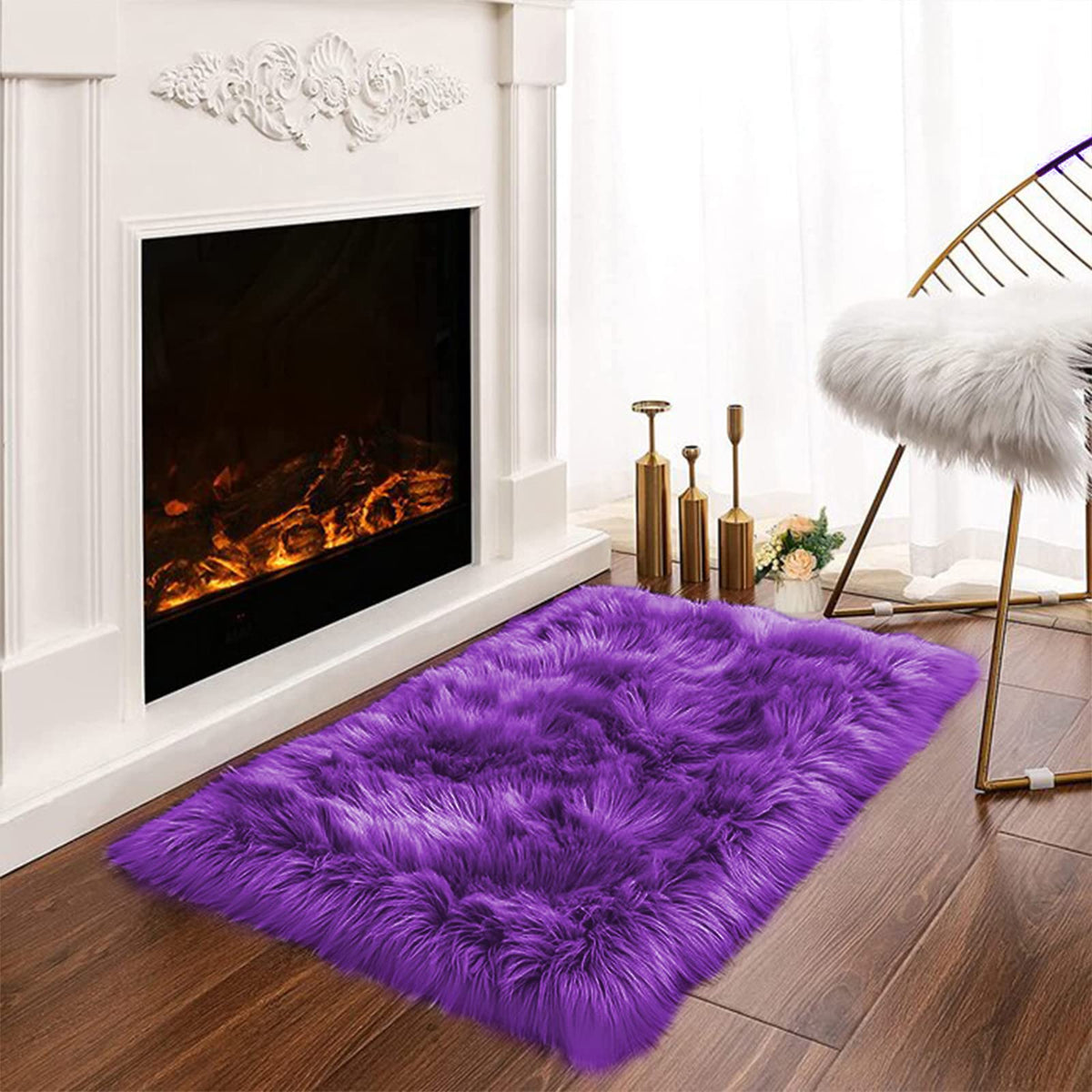 Latepis White Faux Fur Sheepskin Rug 4x6 for Living Room, Fuzzy Rugs Fluffy Washable Rug for Bedroom, Playroom, Luxury Room Decor, Rectangle