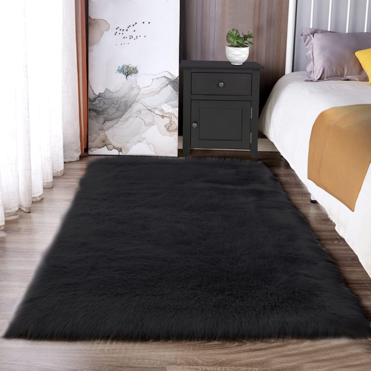 Latepis White Faux Fur Sheepskin Rug 4x6 for Living Room, Fuzzy Rugs Fluffy Washable Rug for Bedroom, Playroom, Luxury Room Decor, Rectangle