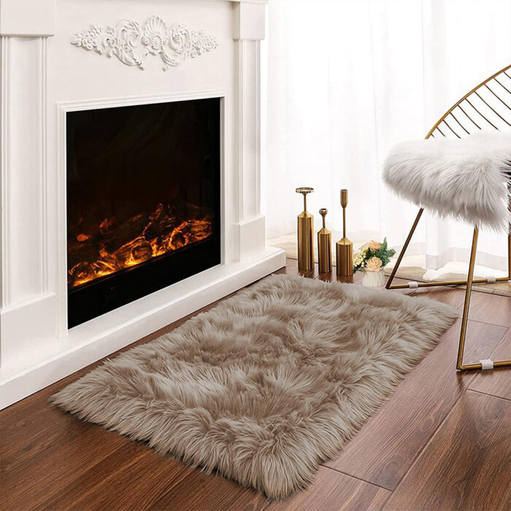 Latepis White Faux Fur Sheepskin Rug 4x6 for Living Room, Fuzzy Rugs Fluffy Washable Rug for Bedroom, Playroom, Luxury Room Decor, Rectangle