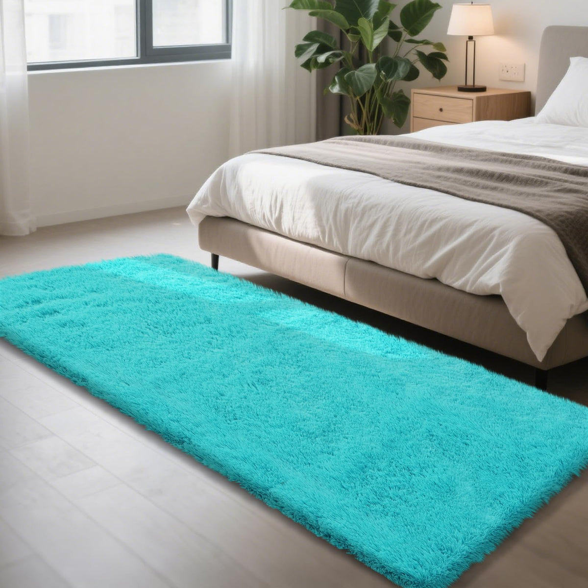 4x6 Beige Rug for Bedroom, Fluffy Shag Area Rug Small Rug Bedroom Carpet