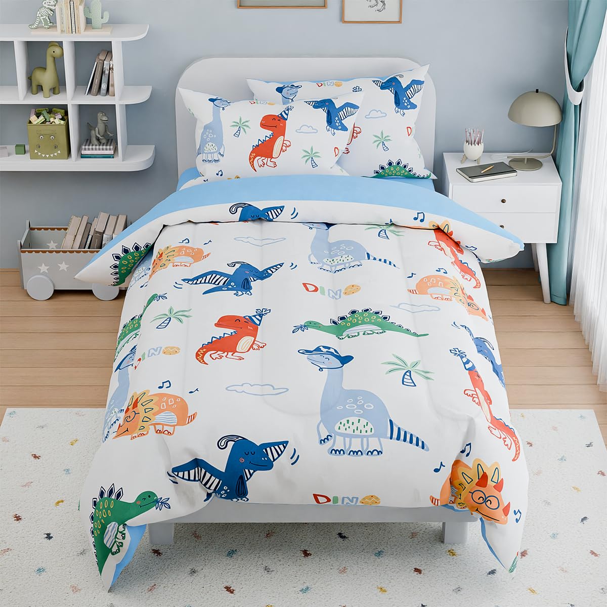 Woodland Animal Kids Bedding Set for Boys, Ultra Soft Microfiber Comforter Set Twin Size 3-Pieces, Comforters Bed Sets for Kid Tween Teen Bedroom Decor