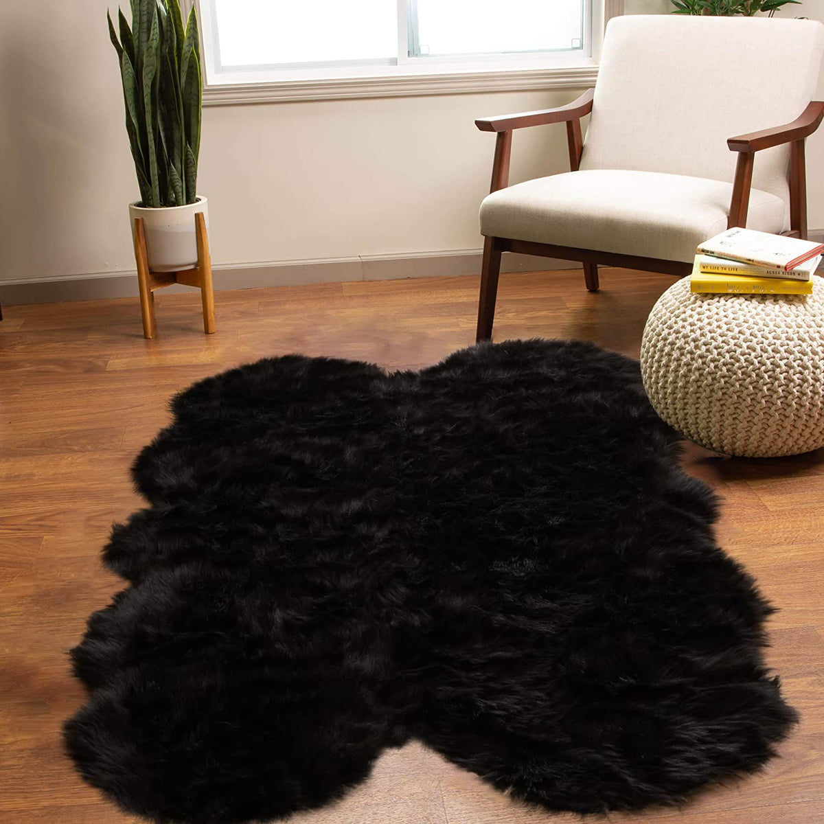 Latepis White Faux Fur Sheepskin Rug 4x6 for Living Room, Fuzzy Rugs Fluffy Washable Rug for Bedroom, Playroom, Luxury Room Decor, Rectangle