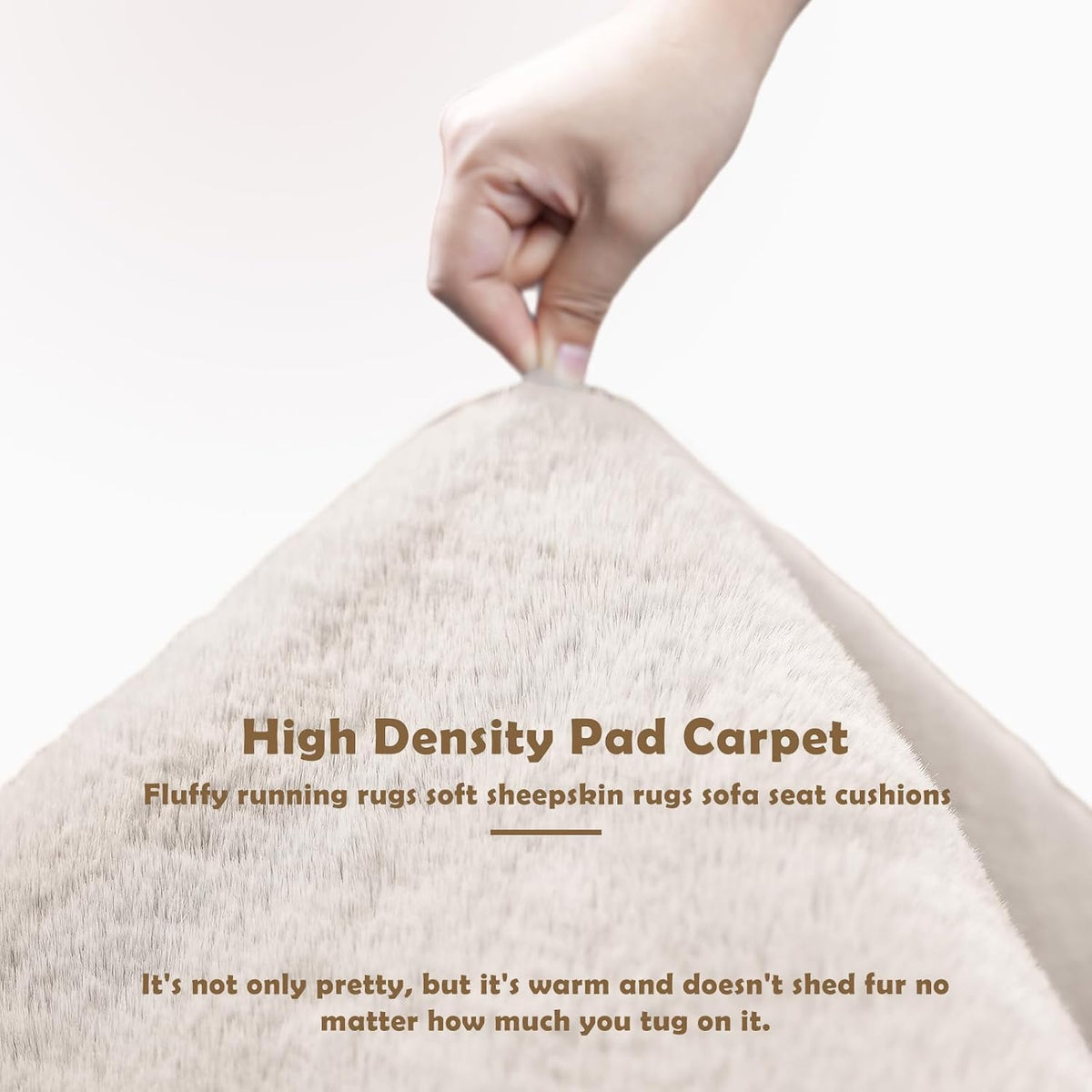 Fluffy Faux Rabbit Fur Rug 2'x6ft Beige Non-Slip Washable Mat Bedroom Living Room