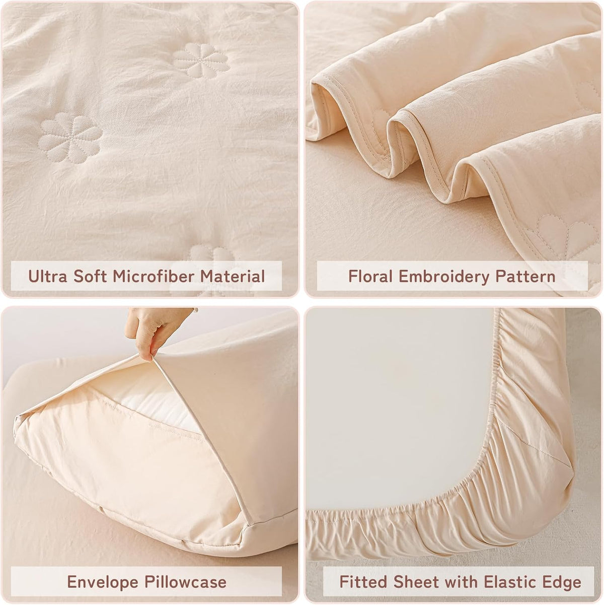 Toddler Bedding Sets for Girls Boys Kids Soft Comforter Set Beige