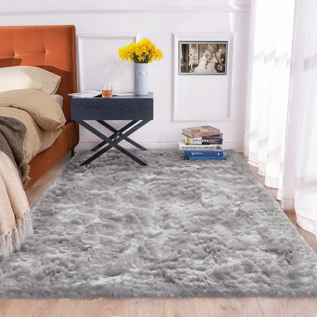 ORINOVA White Faux Sheepskin Fuzzy Fur Rugs for Bedroom Small Machine Washable Fluffy Area Rugs for Living Room 2x4 Shag Nursery Rug