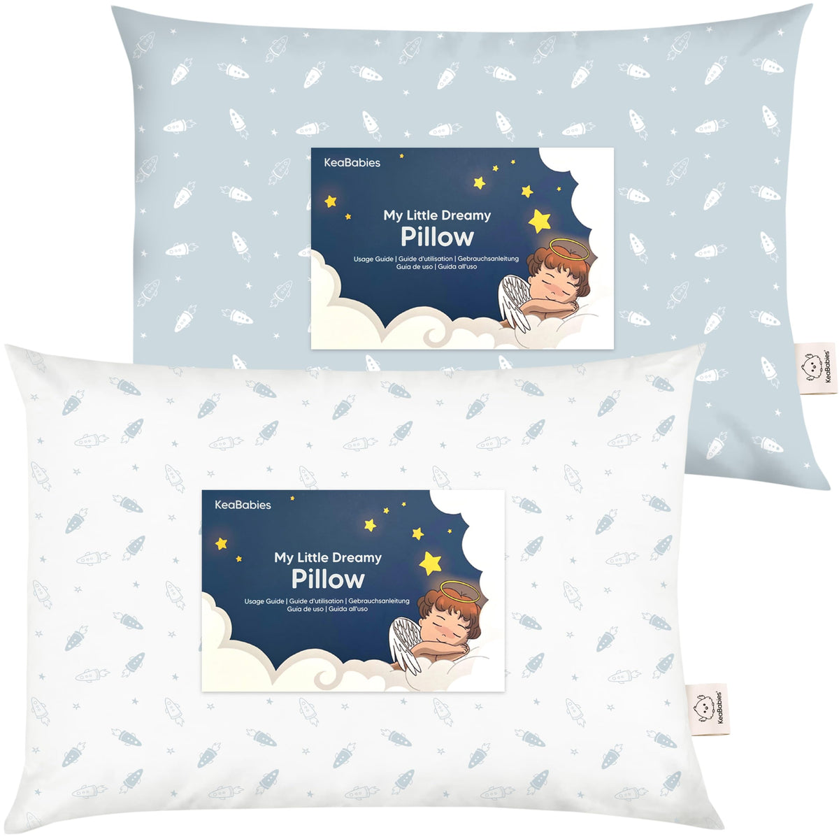 KeaBabies 2pk Toddler Pillows 2 Year Old to 5,14x20 Kids Pillow(Soft White)