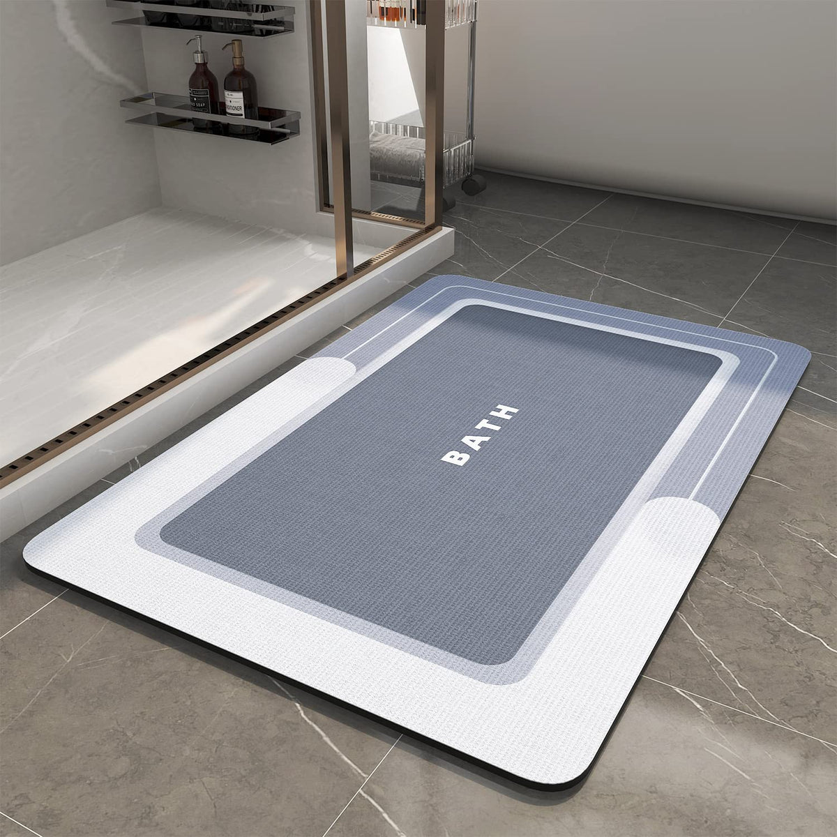 MontVoo-Bath Mat-Bath Mat Rug Non Slip Super Absorbent Stain Resistant Quick Dry Thin Bathroom Rug-Bath Mats for Bathroom Floor Bathtub Vanity-Bathmat Bath Rug Easy Care-17"x27" Darkgrey