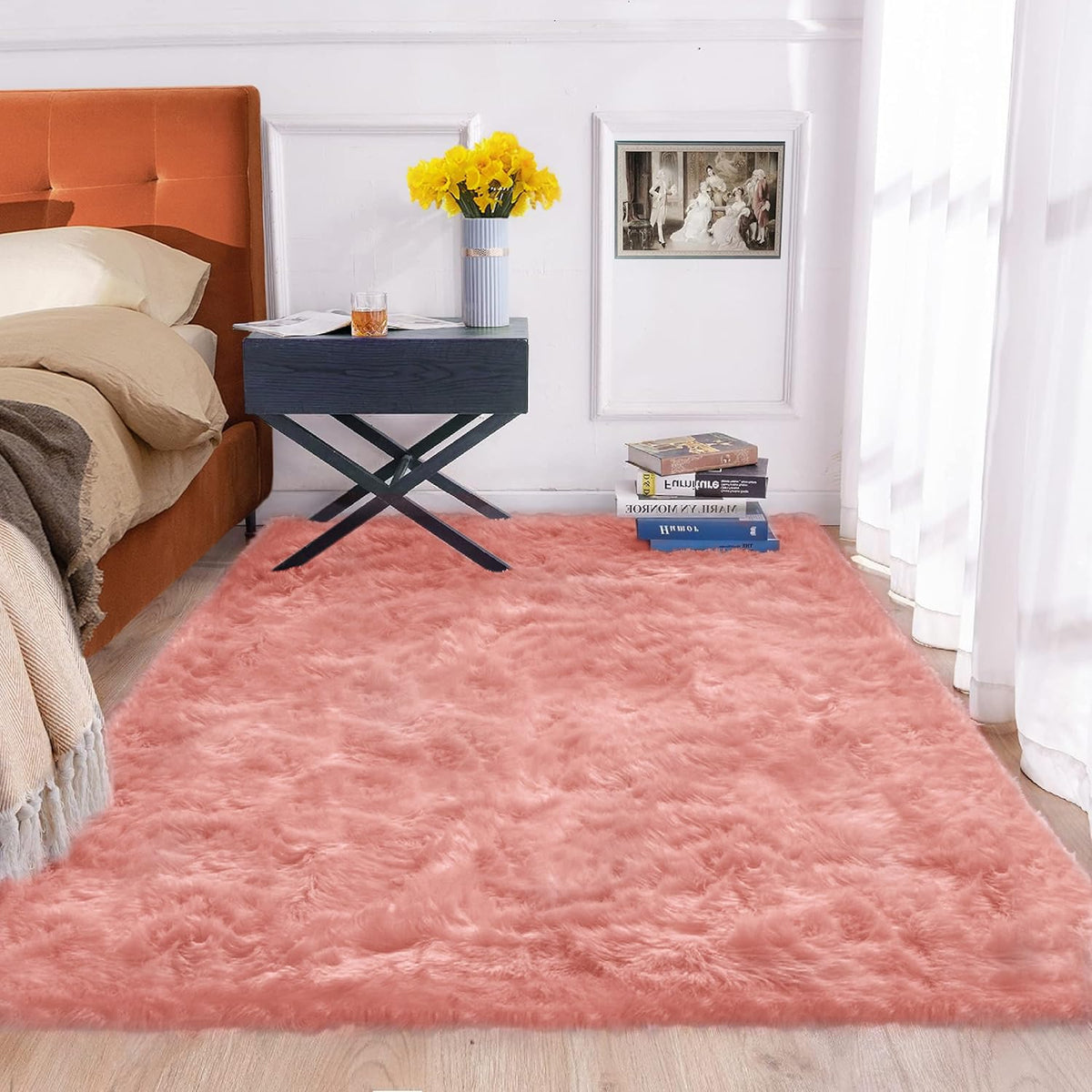 ORINOVA White Faux Sheepskin Fuzzy Fur Rugs for Bedroom Small Machine Washable Fluffy Area Rugs for Living Room 2x4 Shag Nursery Rug
