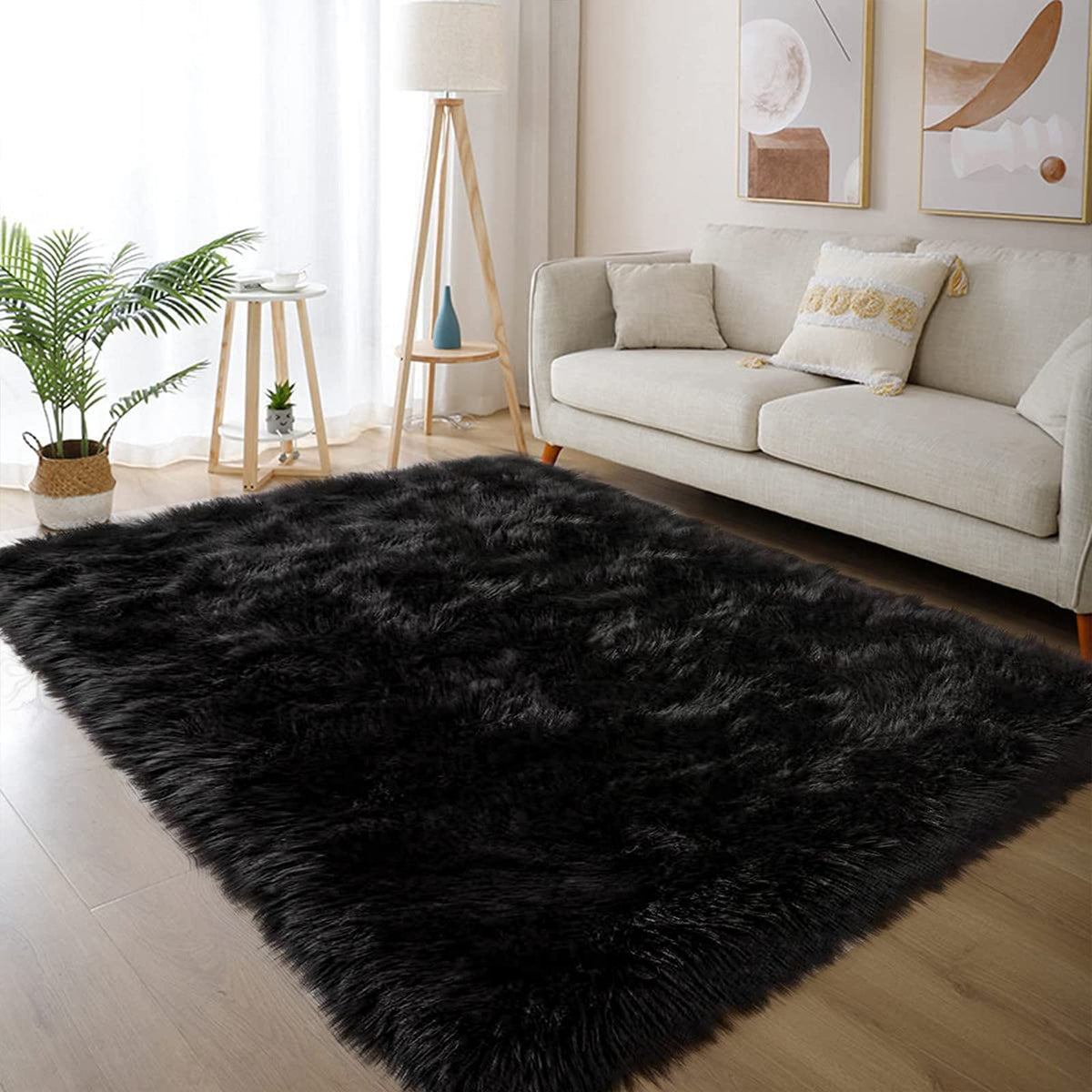 Latepis White Faux Fur Sheepskin Rug 4x6 for Living Room, Fuzzy Rugs Fluffy Washable Rug for Bedroom, Playroom, Luxury Room Decor, Rectangle