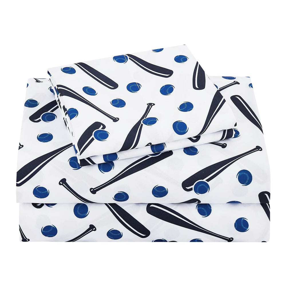 Viviland 3 Pieces Boys Blue Truck Twin Sheet Set - Soft Microfiber Fitted Flat Sheets & Pillowcase - Construction Truck Bedding Sets - for Kids & Toddlers