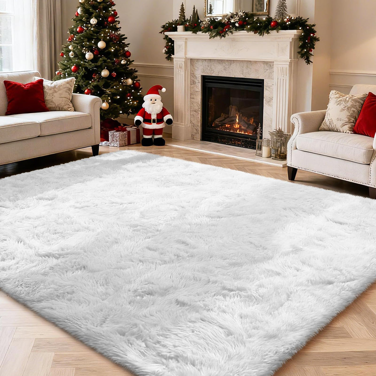 5x8 Shag Area Rug for Bedroom,Grey and Black Fluffy Rugs for Living Room
