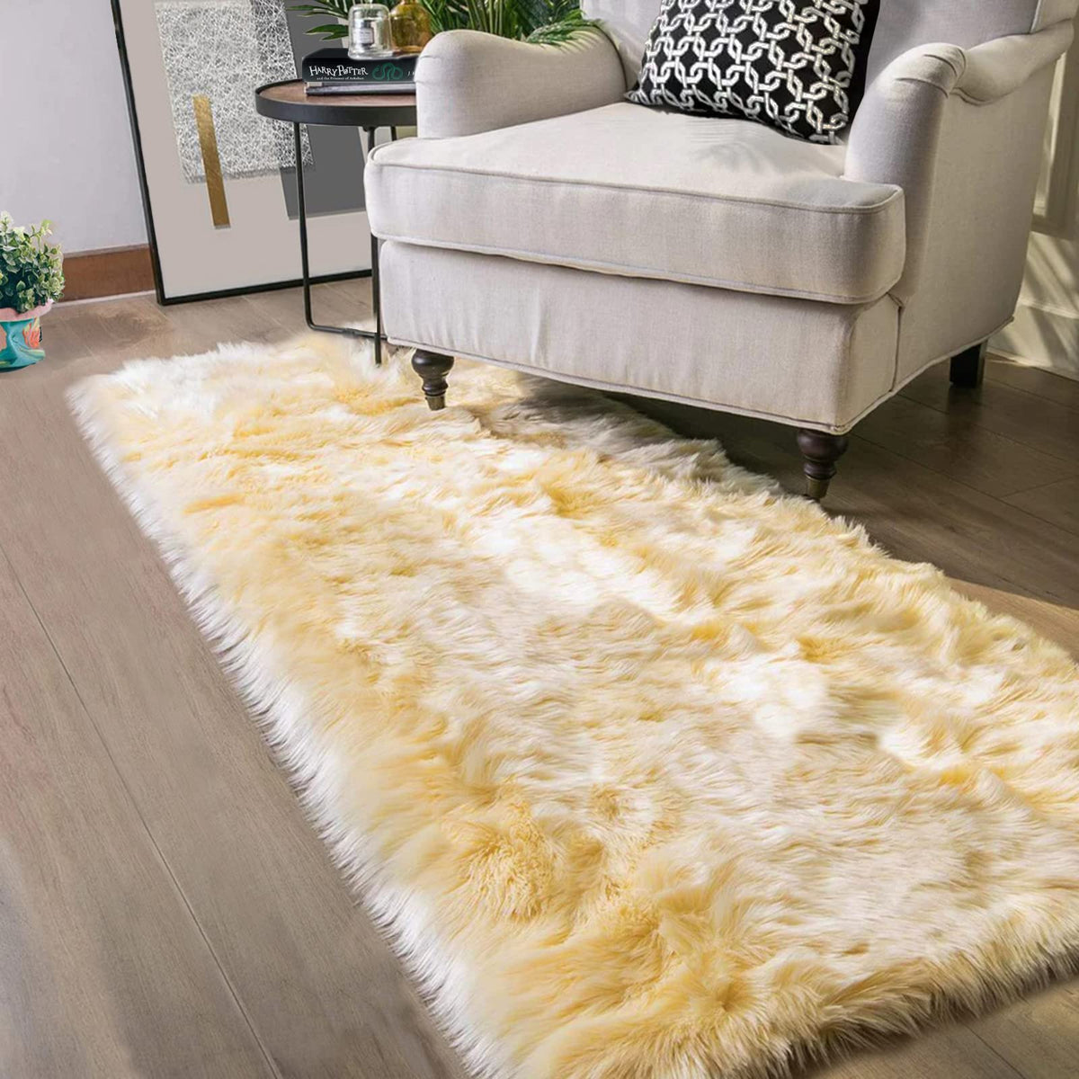 Latepis White Faux Fur Sheepskin Rug 4x6 for Living Room, Fuzzy Rugs Fluffy Washable Rug for Bedroom, Playroom, Luxury Room Decor, Rectangle