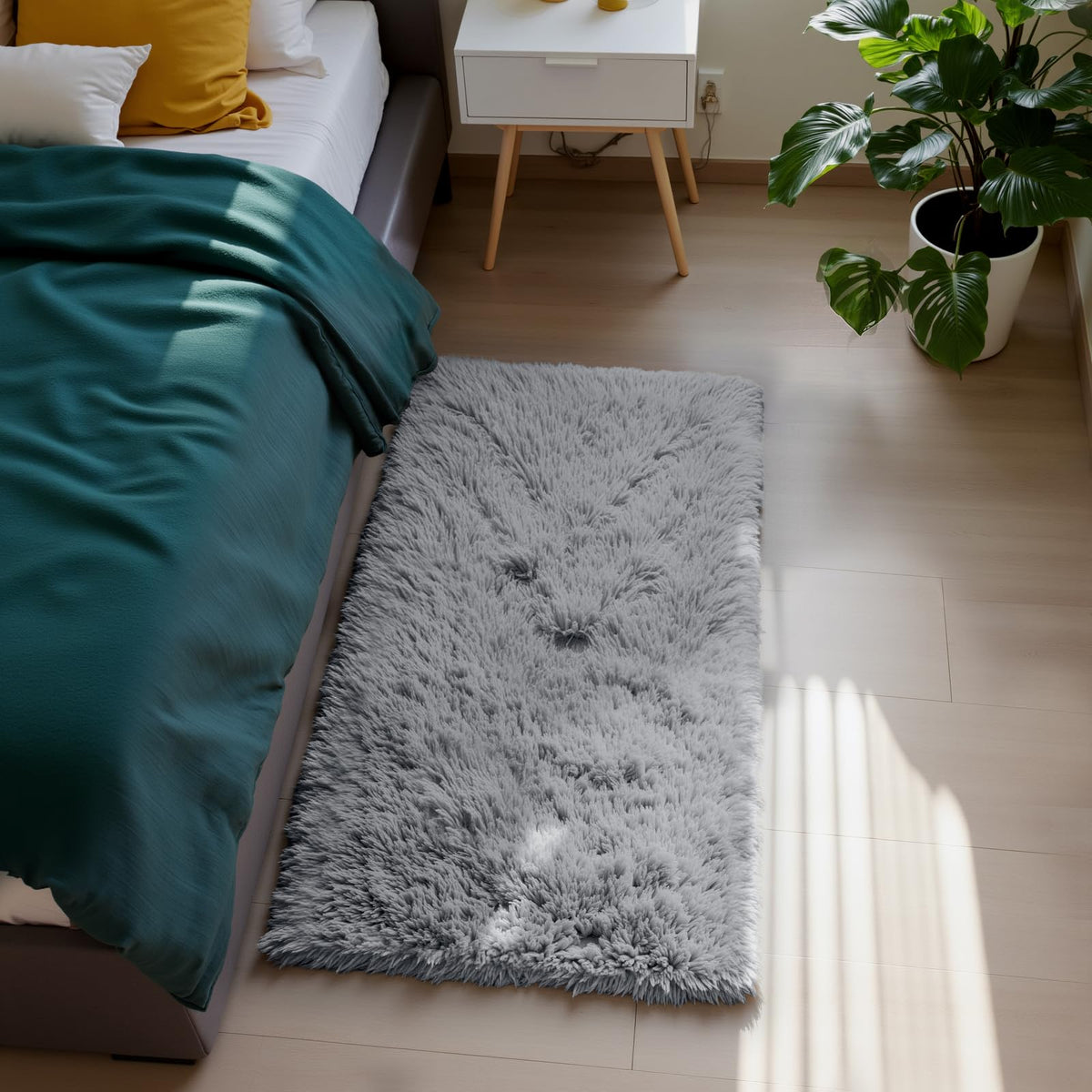 4x6 Beige Rug for Bedroom, Fluffy Shag Area Rug Small Rug Bedroom Carpet