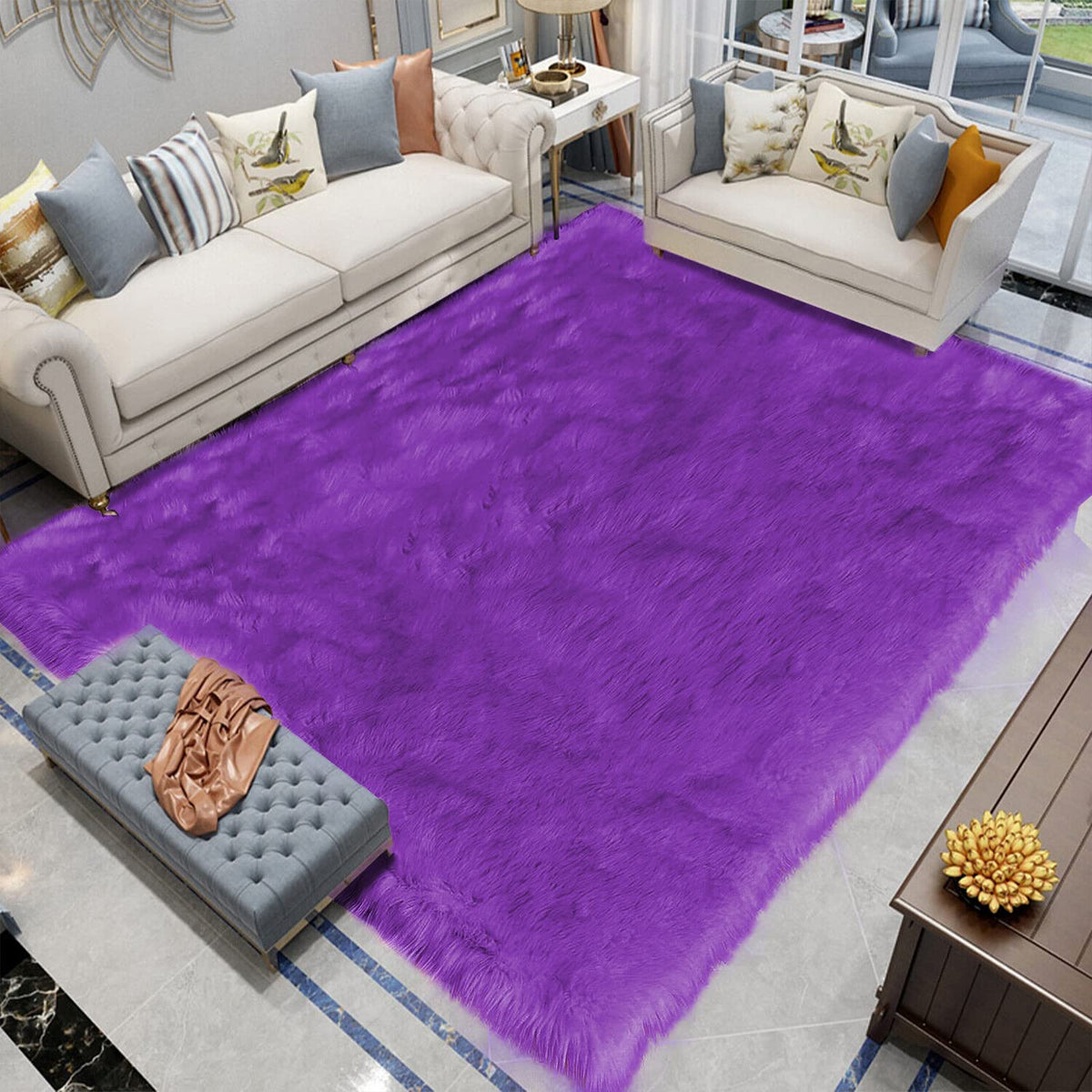 Latepis White Faux Fur Sheepskin Rug 4x6 for Living Room, Fuzzy Rugs Fluffy Washable Rug for Bedroom, Playroom, Luxury Room Decor, Rectangle