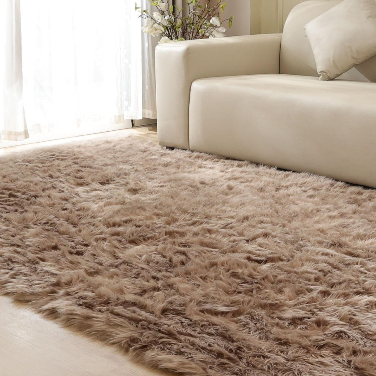 ORINOVA White Faux Sheepskin Fuzzy Fur Rugs for Bedroom Small Machine Washable Fluffy Area Rugs for Living Room 2x4 Shag Nursery Rug