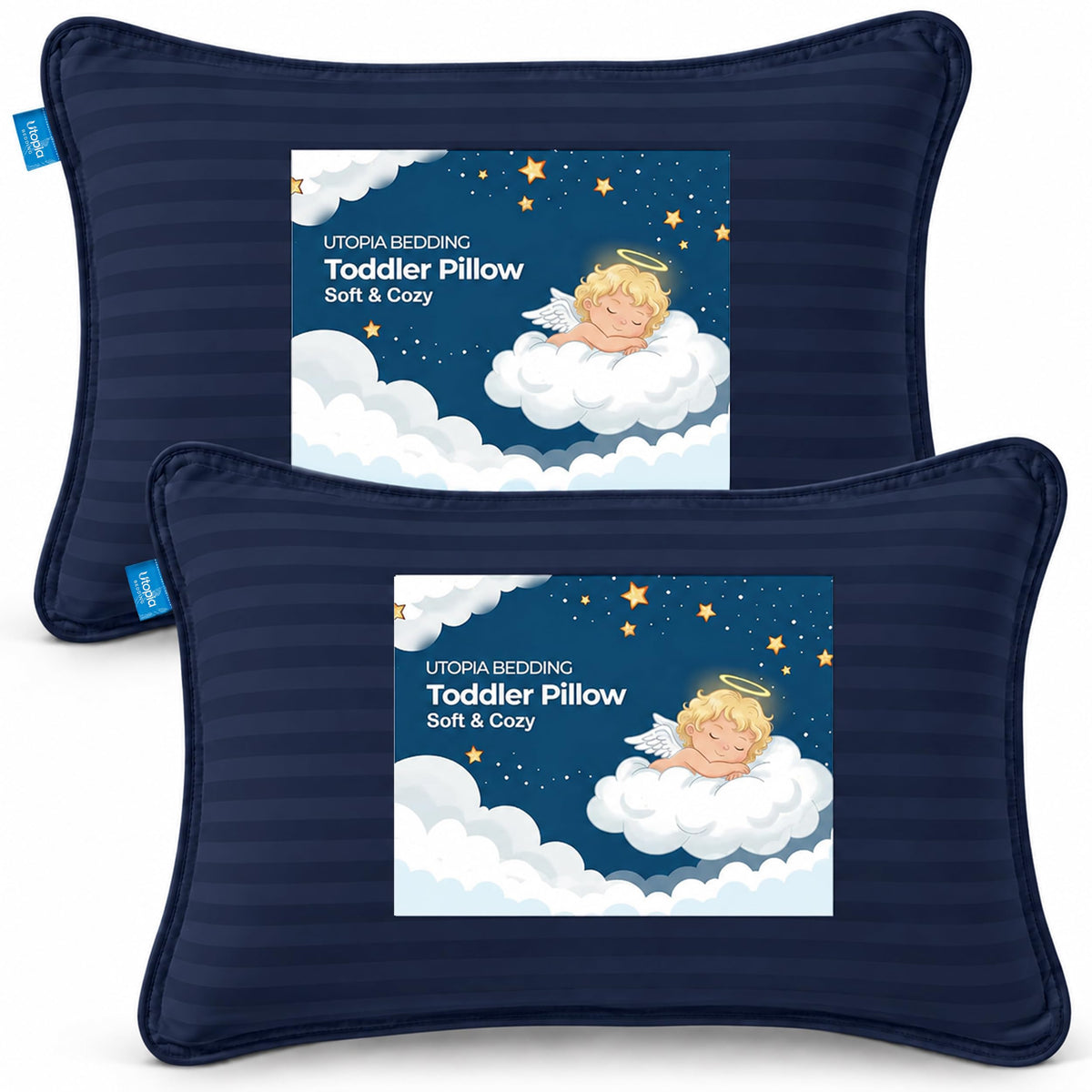 Utopia Bedding Toddler Pillow 2 Pack, Cotton Blend Shell 13x18 Inch, White