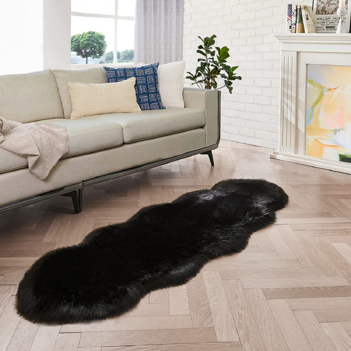 ORINOVA White Faux Sheepskin Fuzzy Fur Rugs for Bedroom Small Machine Washable Fluffy Area Rugs for Living Room 2x4 Shag Nursery Rug