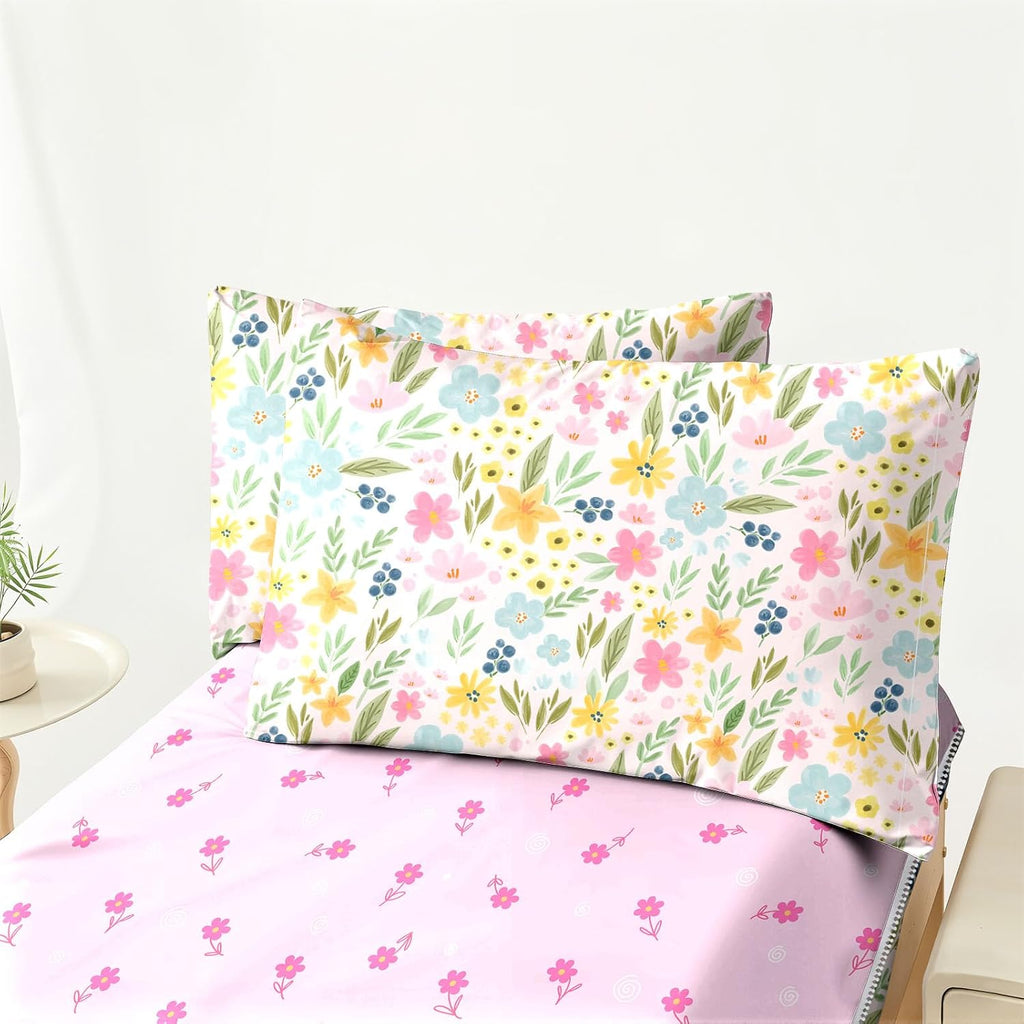 Floral Zipper Bedding Twin Girls Pink Bedding for Girls Flower Comforter All in one Zipper Kids Bedding