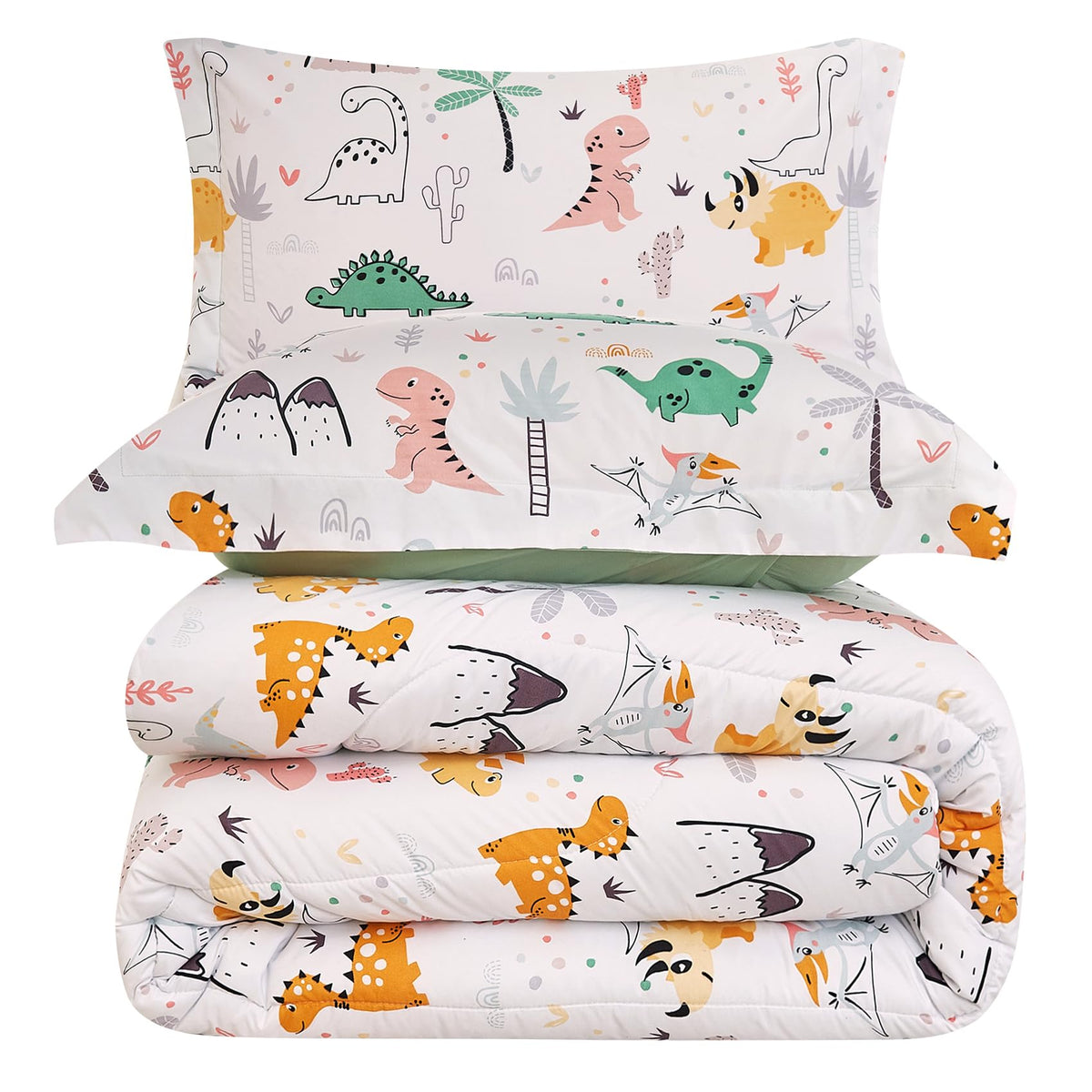 Yibeizi Kids Comforter Set for Boys Girls Full Size, Cute Quilted Woodland Forest Animal Print Fall Bedding with Pillow Sham, Lightweight Soft Breathable Machine Camping Themed Bed Set 3 Piece