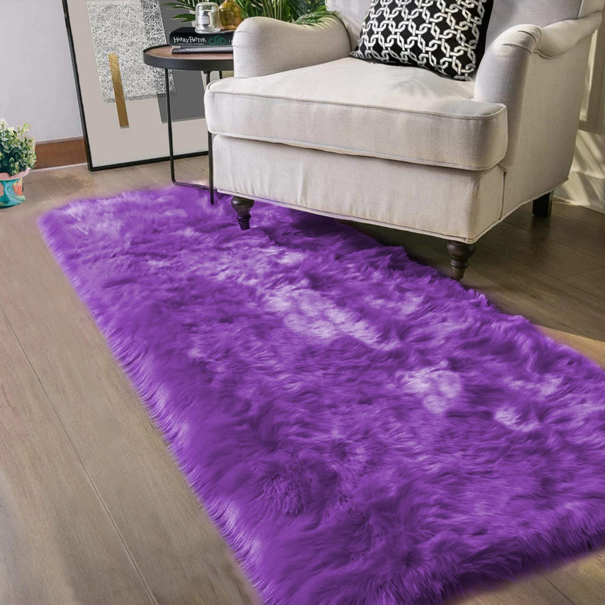 Latepis White Faux Fur Sheepskin Rug 4x6 for Living Room, Fuzzy Rugs Fluffy Washable Rug for Bedroom, Playroom, Luxury Room Decor, Rectangle