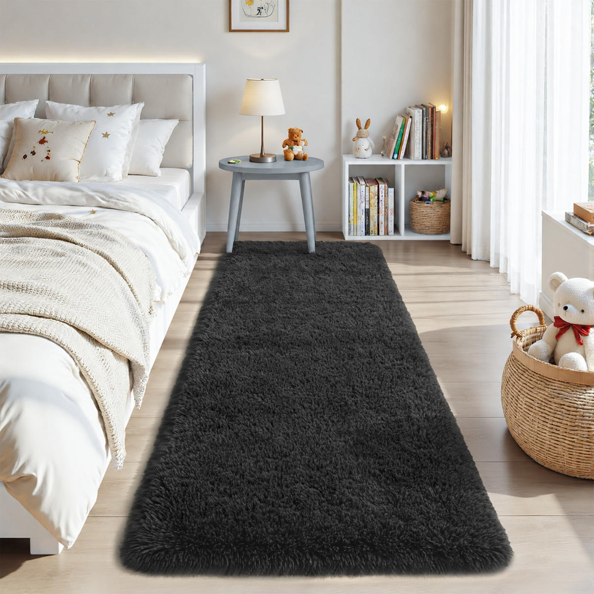 Zentavio Area Rugs for Living Room Grey Rugs for Bedroom 4x6 Carpet Fluffy Furry Soft Shag Aesthetic Plush High Pile Gray Throw Rug for Nursery Kids Room Dorm