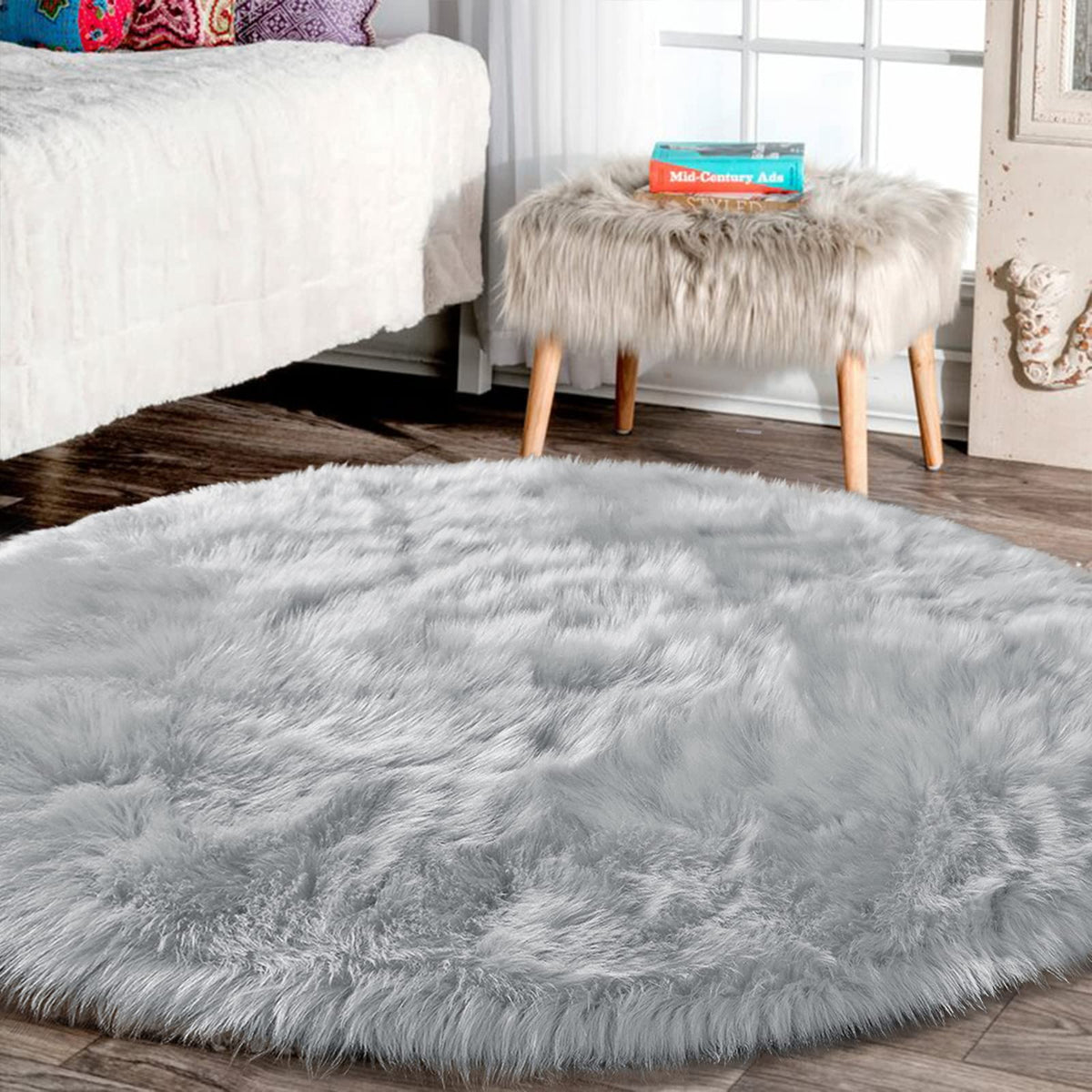 Latepis White Faux Fur Sheepskin Rug 4x6 for Living Room, Fuzzy Rugs Fluffy Washable Rug for Bedroom, Playroom, Luxury Room Decor, Rectangle
