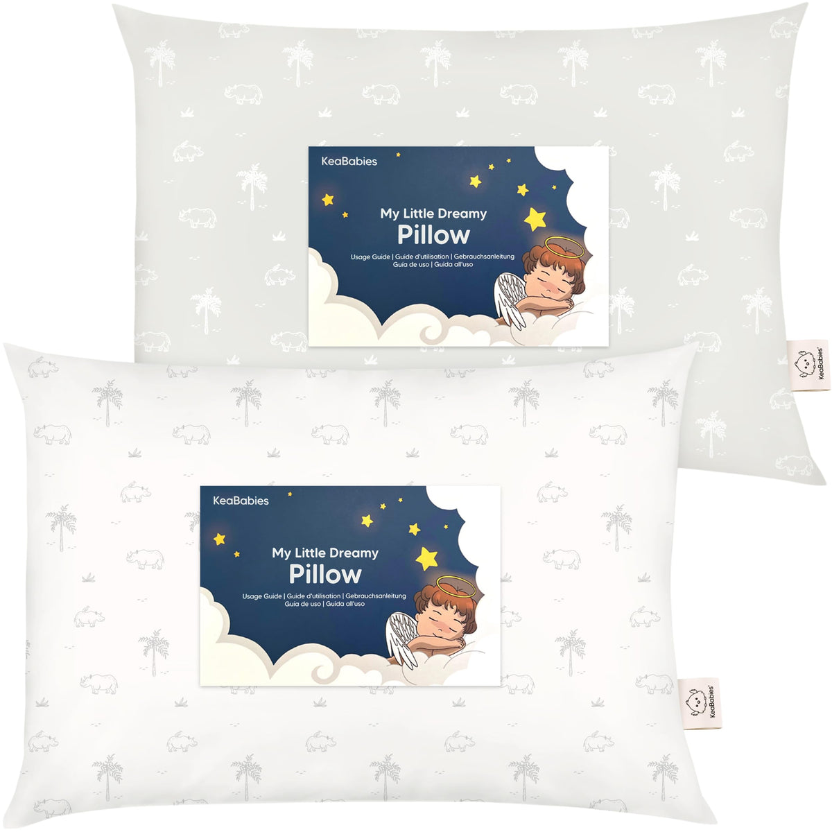 KeaBabies 2pk Toddler Pillows 2 Year Old to 5,14x20 Kids Pillow(Soft White)