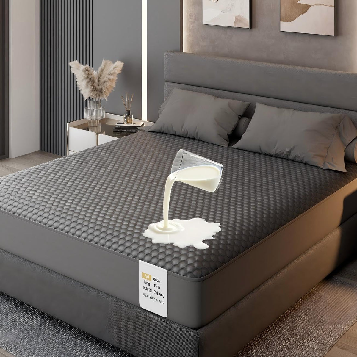 OhGeni Waterproof Mattress Protector,Twin Size Soft Bamboo Viscose Top Layer Pad,3D-Air Fabric Cooling Breathable Fitted Sheets, Washable Bed Cover for Kids Toddler Bedwetting Over 99 Count Hex Bumps