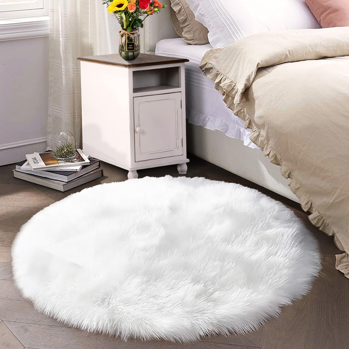 Latepis White Faux Fur Sheepskin Rug 4x6 for Living Room, Fuzzy Rugs Fluffy Washable Rug for Bedroom, Playroom, Luxury Room Decor, Rectangle