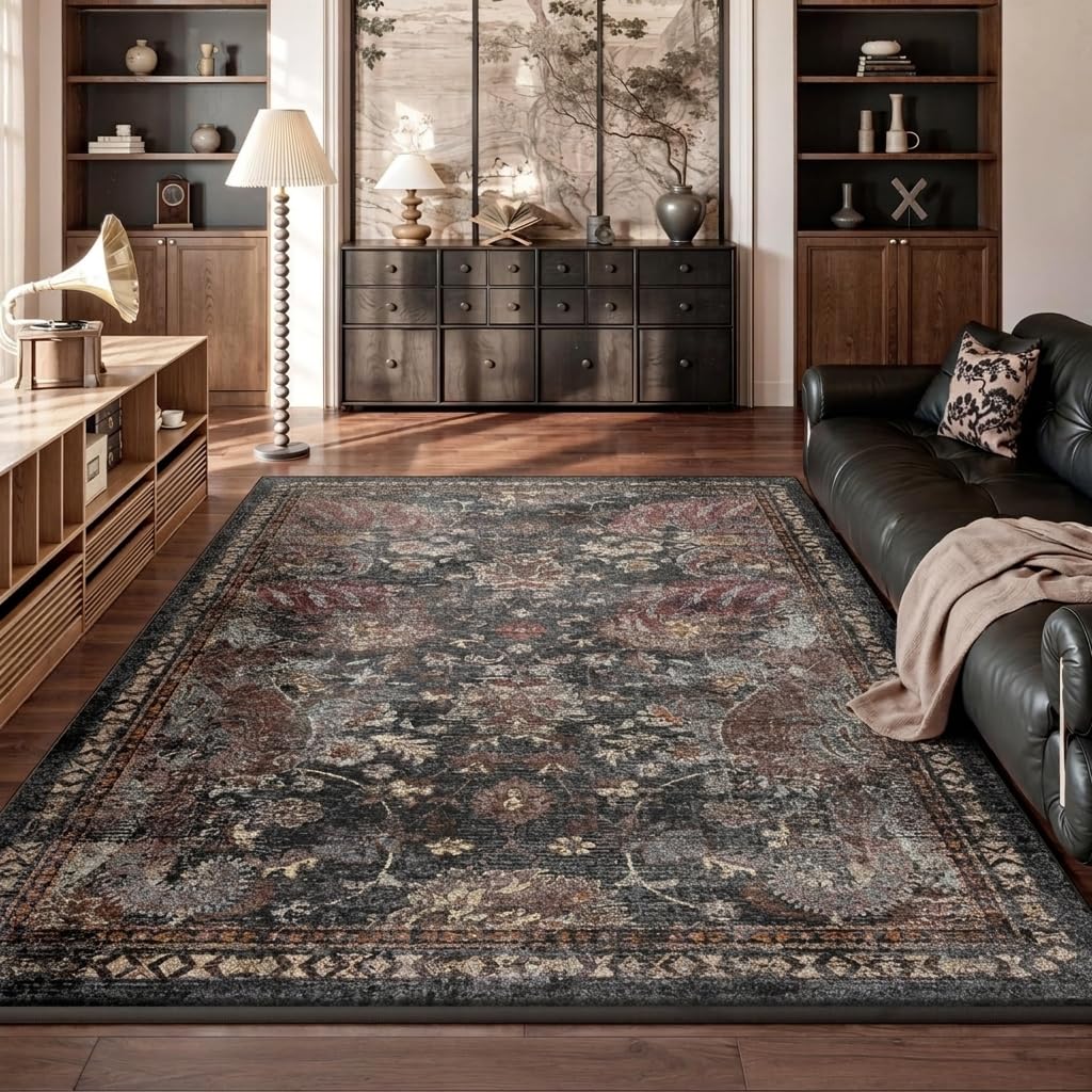 RUGIXE 5x7 ft Beige Washable Area Rug for Living Room,Vintage Boho,Non Slip