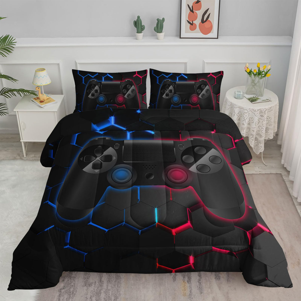 Axolotl Kid Comforter Set Twin Size,Racing Car Bedding Set for Boys Girls Teen Kids Children Racing Gifts,Race Cars Quilt Bed Set with 1 Comforter 2 Pillowcases,Red Grey