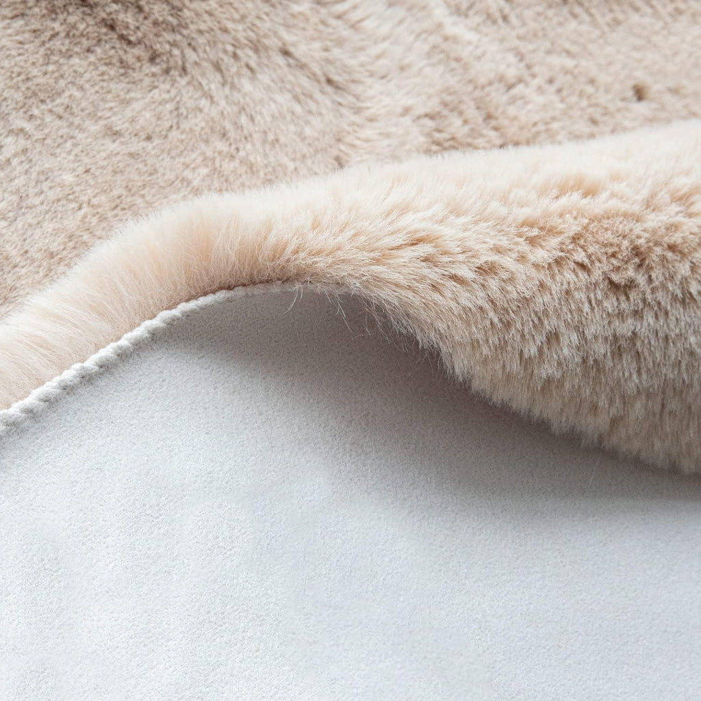 ORINOVA Beige Faux Sheepskin Rabbit Fur Shaggy Rugs for Bedroom Small Shag Washable Fluffy Fur Rug for Living Room Rug 2x3 Nursery Rectange Rugs
