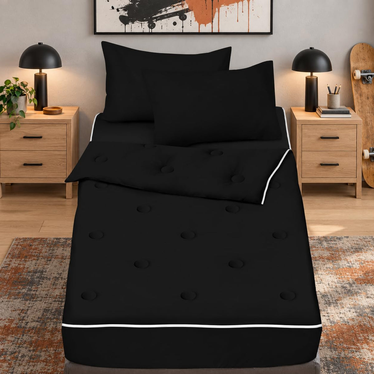 Nesker Dinosaur Twin Zipper Bedding for Boys, 3-Piece-All-in-one