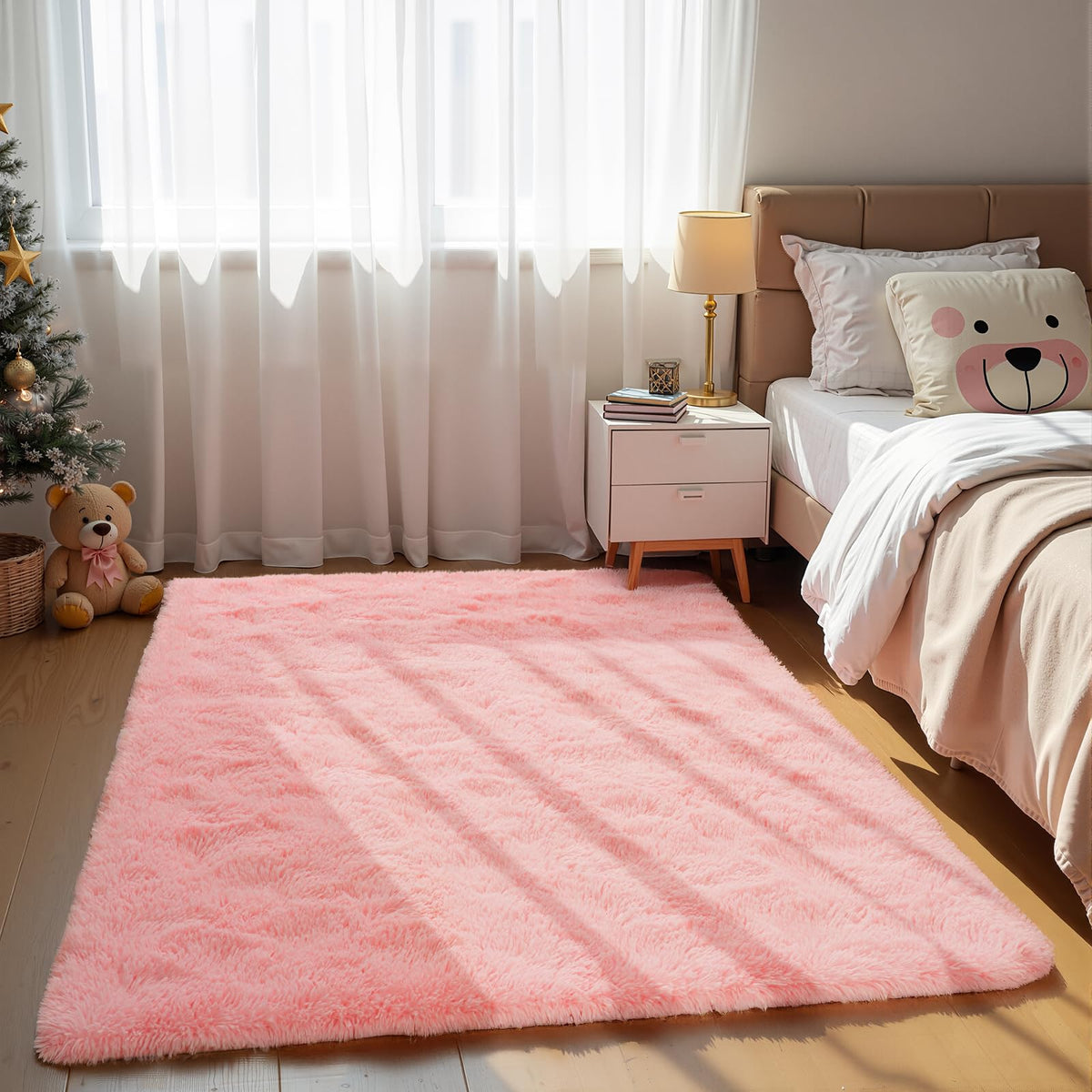 Zentavio Area Rugs for Living Room Grey Rugs for Bedroom 4x6 Carpet Fluffy Furry Soft Shag Aesthetic Plush High Pile Gray Throw Rug for Nursery Kids Room Dorm