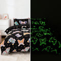 NTBED 5Pcs Glow in The Dark Kids Comforter Set Dinosaur Twin Bedding Set