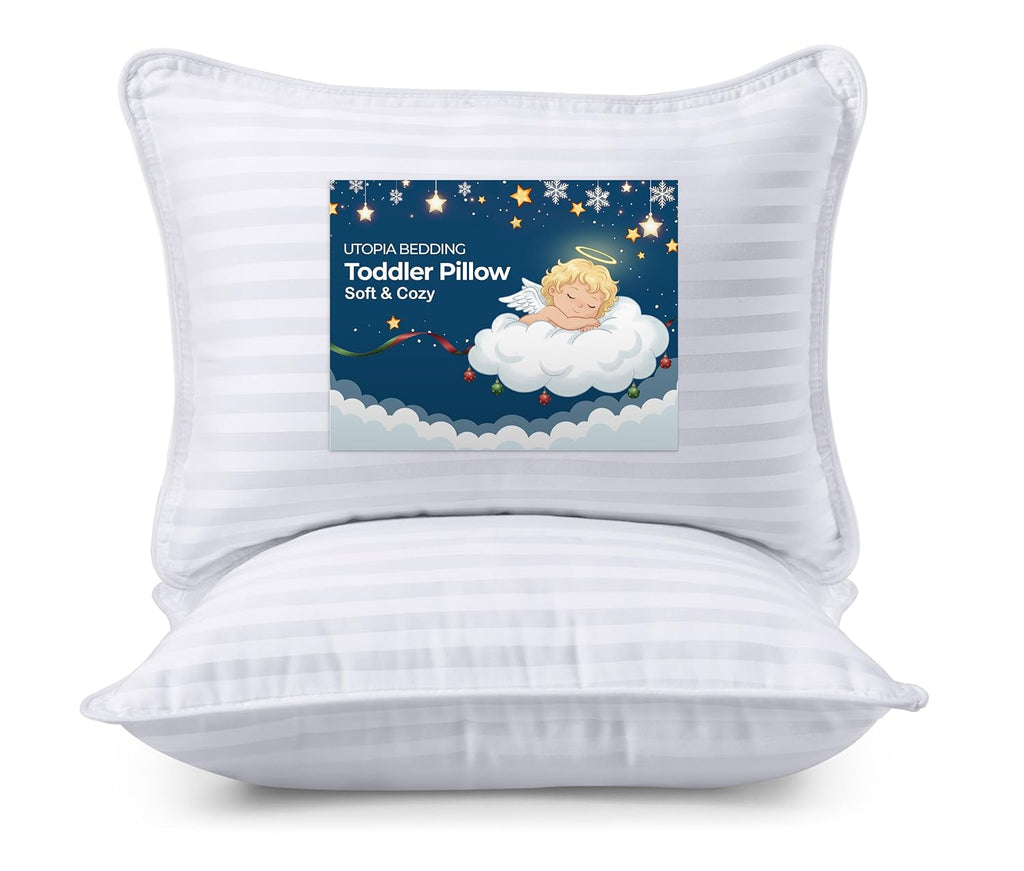 Utopia Bedding Toddler Pillow 2 Pack, Cotton Blend Shell 13x18 Inch, White