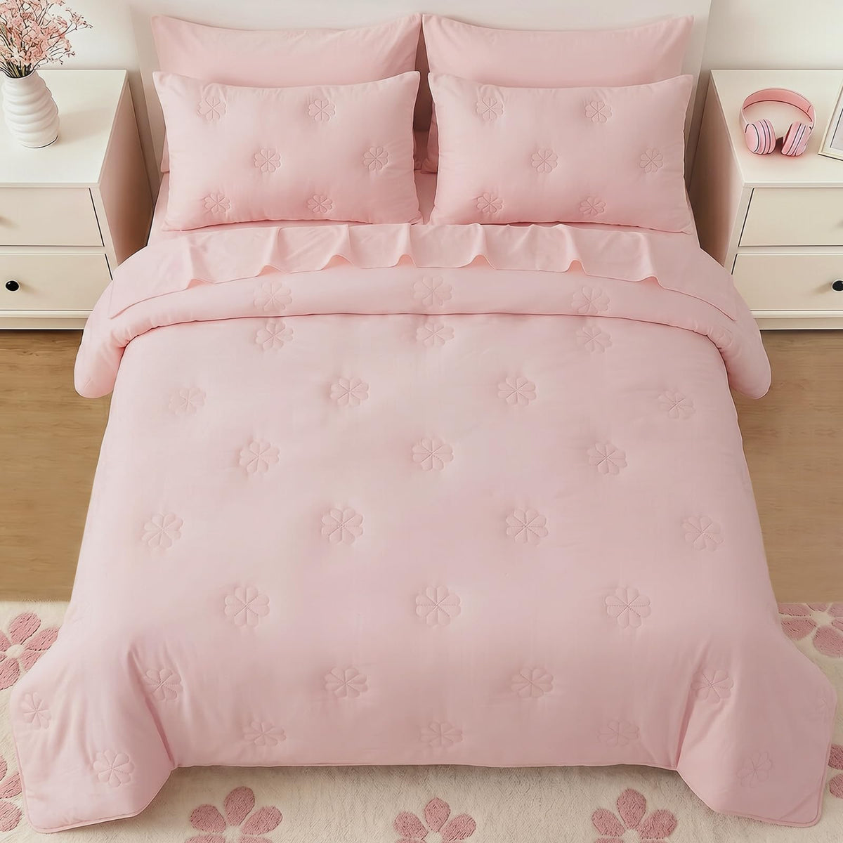 Toddler Bedding Sets for Girls Boys Kids Soft Comforter Set Beige