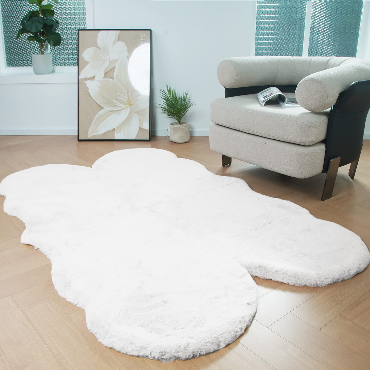 Latepis Washable Rugs 3x5 White Fluffy Shag Rug Shaggy Rug for Living Room Super Soft Area Rugs for Bedroom Nursery