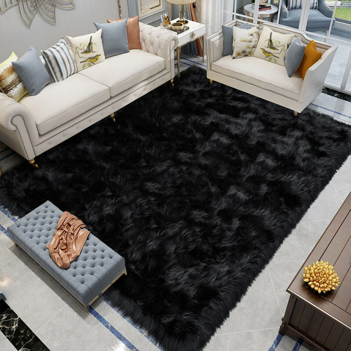 Latepis White Faux Fur Sheepskin Rug 4x6 for Living Room, Fuzzy Rugs Fluffy Washable Rug for Bedroom, Playroom, Luxury Room Decor, Rectangle