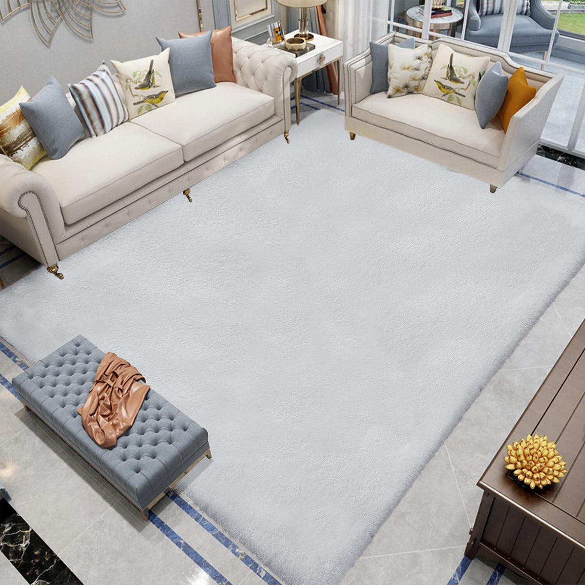 Latepis Washable Rugs 3x5 White Fluffy Shag Rug Shaggy Rug for Living Room Super Soft Area Rugs for Bedroom Nursery