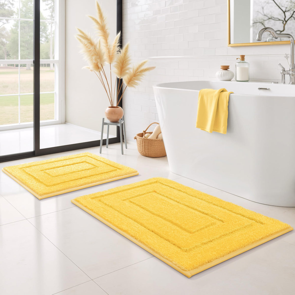 GRANNY SAYS Gray Bathroom Rug 16" x 24", Non-Slip Microfiber Bath Mat