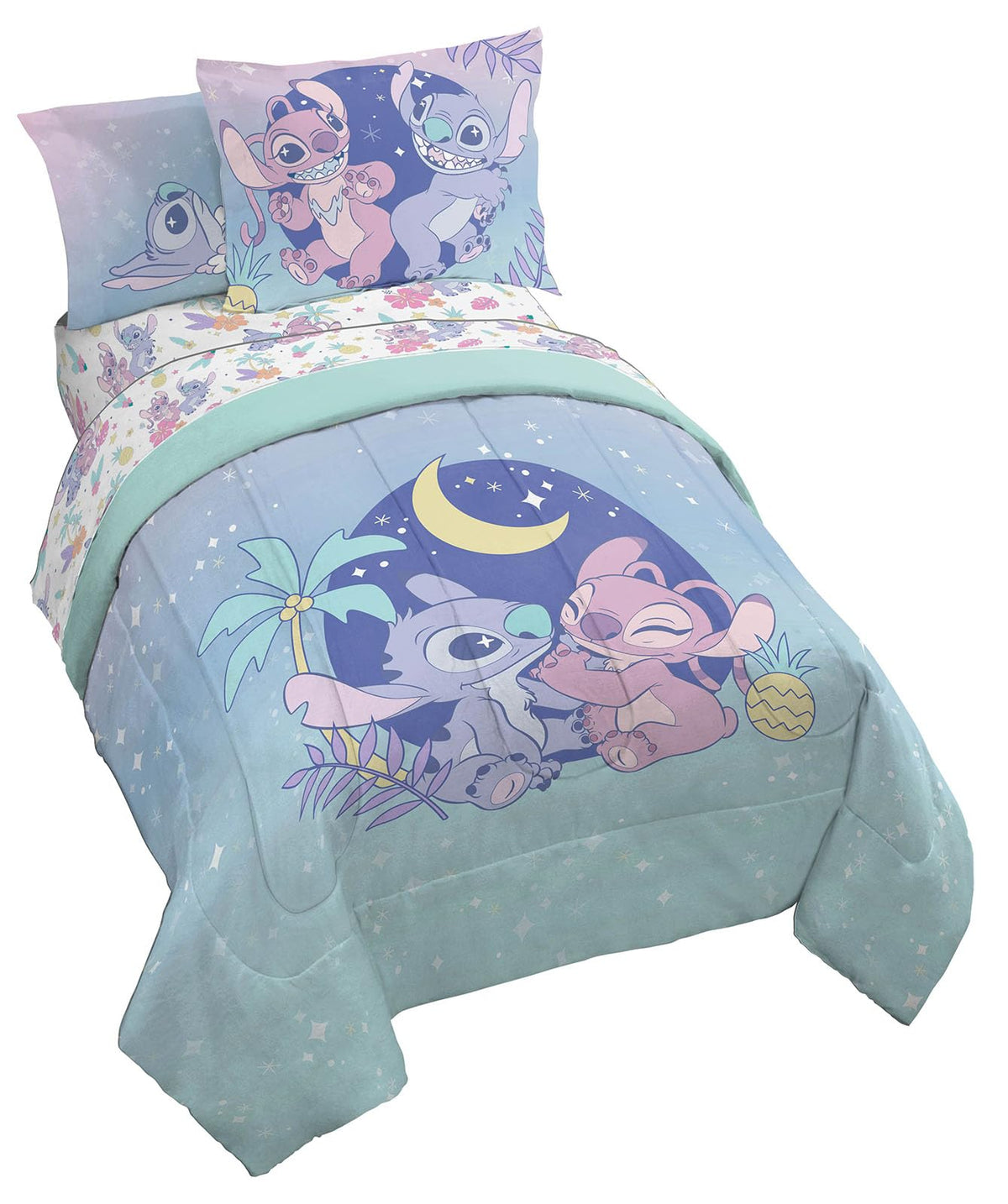 Disney Lilo & Stitch Twin Comforter Set, 5 Pc Bed in a Bag, Reversible