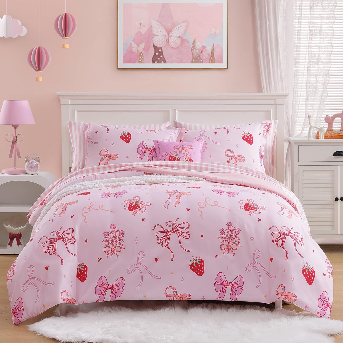 Twin Comforter Set for Boys-5 Pieces Ball Glow in the Dark Bedding Set