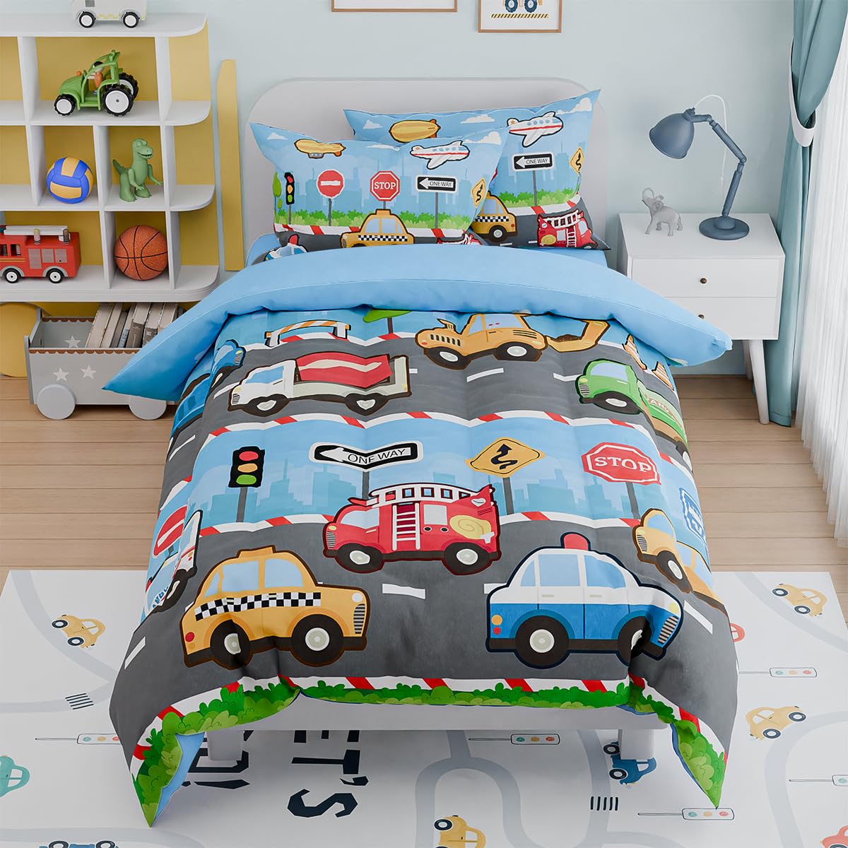 Woodland Animal Kids Bedding Set for Boys, Ultra Soft Microfiber Comforter Set Twin Size 3-Pieces, Comforters Bed Sets for Kid Tween Teen Bedroom Decor