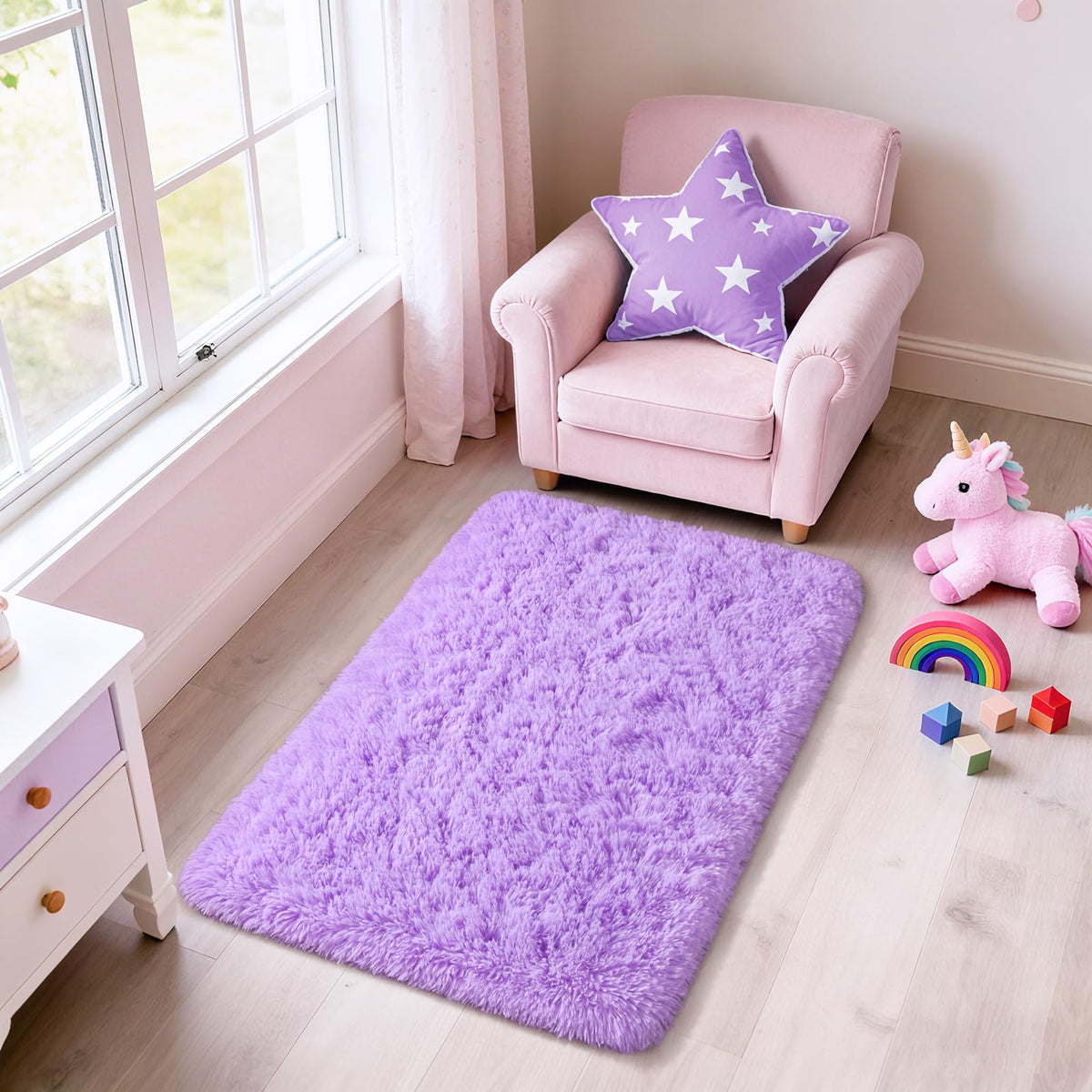 Merelax Soft Area Rug for Livingroom Bedroom, Machine Washable 4x6 Black Rugs Fluffy Shaggy Bedside Rug, Non Slip Indoor Carpet for Nursery Kids Room Home Decor Aesthetic