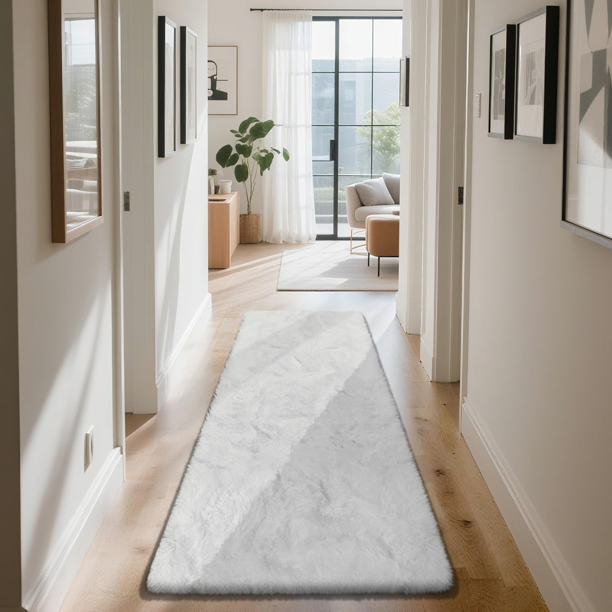 4x6 Beige Rug for Bedroom, Fluffy Shag Area Rug Small Rug Bedroom Carpet